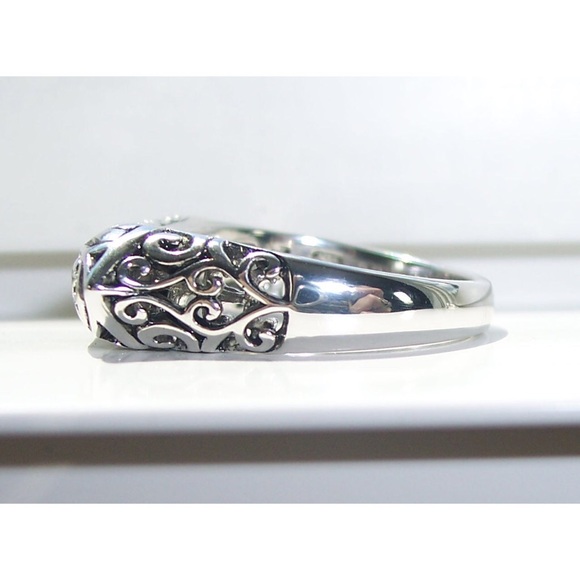 925 STERLING SILVER Unique Floral Swirls Statement Ring - Picture 11 of 16